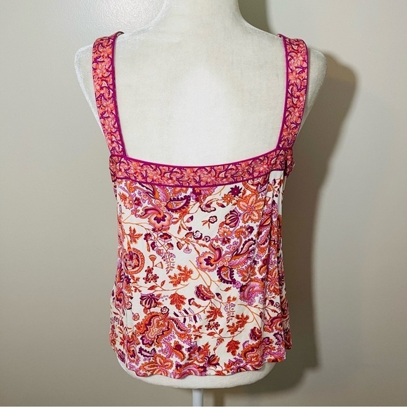 ANTONIO MILANI Pink Peach White Floral 100% Silk Tank Blouse - LARGE - Picture 6 of 7
